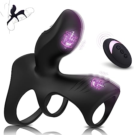 Vibrating Cock Ring Couple Vibrators - 3 in 1 Silicone Penis Ring with 10 Vibration Modes G-Spot & Clitoral &Longer Harder Erection Rechargeable Waterproof Adult Sex Toys for Men Couples Play