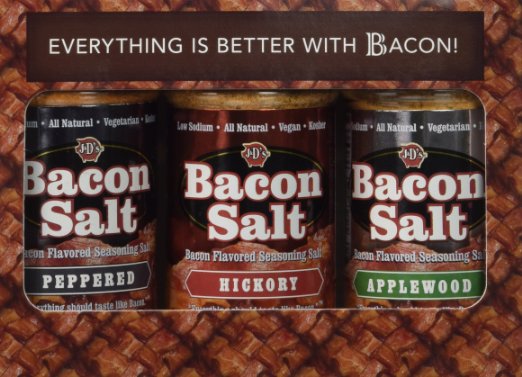 J&D's Bacon Salt 3 Flavor Variety Pack in Gift Box, Low Sodium & Natural