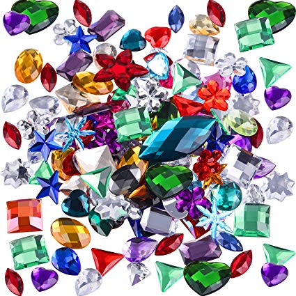 Tatuo 140 Pieces Large Gemstones Flatback Acrylic Gems Large Craft Rhinestones Embellishments Colorful Flat Back Gem Jewels for DIY Crafts, Table Scatters, Wedding, Birthday Decoration Favor