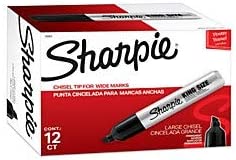 Sharpie 15001 King Size Permanent Marker, Chisel Tip, Black, Dozen