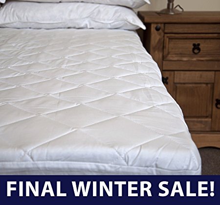 100% Egyptian Cotton DOUBLE SIZE Quilted Mattress Protector - 30cm Deep Fitted Skirt from Lancashire Bedding