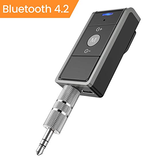 Bluetooth Receiver/Bluetooth Audio Adapter,Portable Wireless Car AUX Adapter 3.5mm Stereo Bluetooth 4.2 Transmitter, Hands-Free Wireless Audio Car Kits/Car Stereo Music Streaming Sound by Ainope