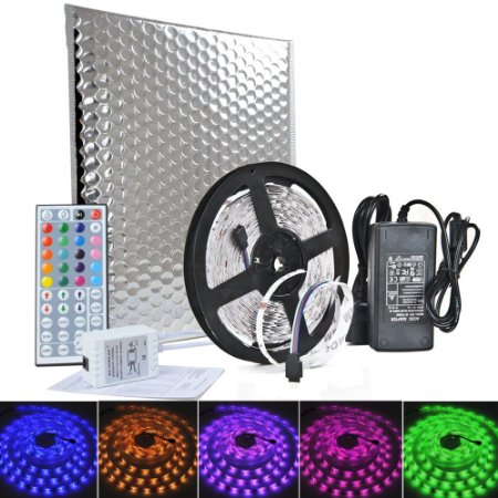 RaThun LED Strip Lighting 10M 32.8 Ft Non-waterproof 5050 RGB 300 LEDs Flexible Color Changing Full Kit with 44 Keys IR Remote Controller,Control Box,12V 5A Power Supply for Home lighting Decorative