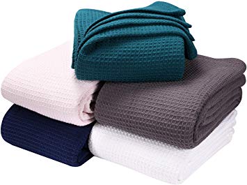 Farmhouse Cotton Thermal Blanket in Waffle weave -90x90Full Queen Teal,Snuggle Super Soft Blanket,Breathable Cozy Cotton Blankets,Full Queen Blanket,Navy Blanket,Light Thermal Blanket,Soft Blanket