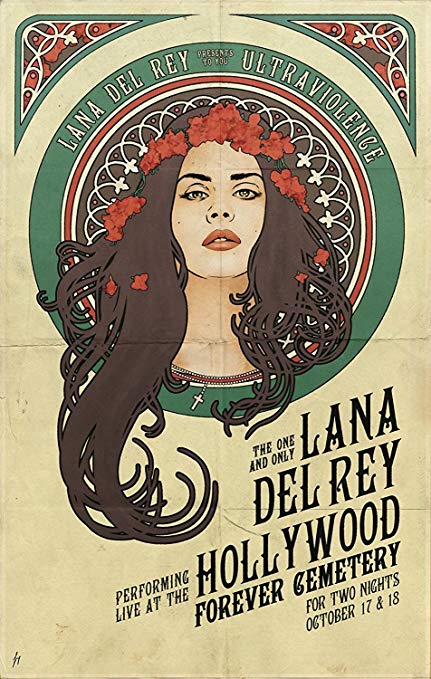 NewBrightBase Lana Del Rey Star Fabric Cloth Rolled Wall Poster Print - Size: (36" x 24" / 20" x 13")