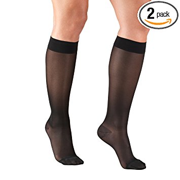Truform Compression Stockings, 15-20 mmHg, Sheer, Knee High, Black, Large