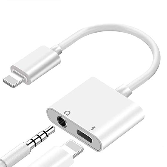 Headphone Adapter 3.5mm Jack Adaptor Charger for iPhone 8/8Plus for iPhone7/7Plus/X/10/Xs/Xs max,Earphone 3.5mm AUX Jack Adapter Cable Dongle Control Splitter Connector Support iOS11/12 or Later