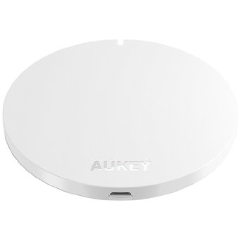 AUKEY Wireless Charger for Samsung Galaxy S7/S7 Edge/S6/S6 Edge, Note 5, Nexus 4/5/6 and All Qi-Enabled Devices - White