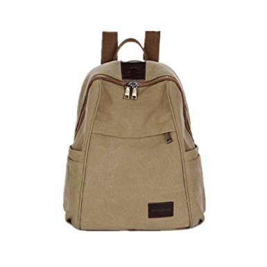 ZOORON Canvas Backpack Vintage Rucksack Casual Daypack with Earphone Hole Unisex