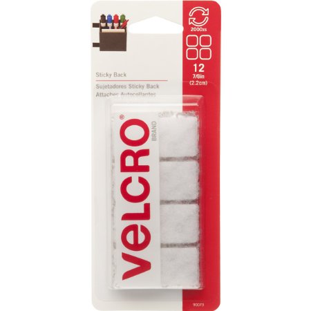 VELCRO Brand - Sticky Back - 7/8" Squares, 12 Sets - White