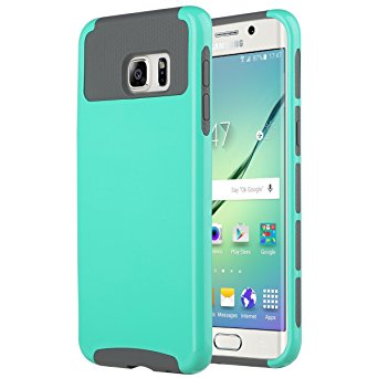 S6 Edge Plus Case, Galaxy S6 Edge Plus Case, ULAK Slim [Dual Layer] Protection [Scratch Resistant] Hard Back Cover [Shock Absorbent] TPU Bumper Case for Galaxy S6 Edge Plus Light Blue/Grey