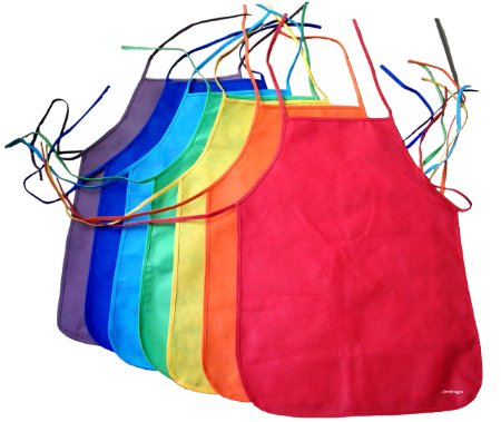 ColorYourLife 7-Pack Non-woven Assorted Colors Children's Artists Aprons in Retail Packaging