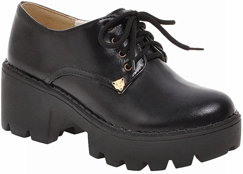 Latasa Women's Chunky Heel Lace-up Oxford Shoes