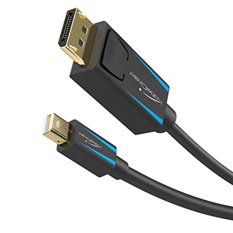 KabelDirekt - Mini DisplayPort (Thunderbolt) to DisplayPort cable (Mini DP to DP) - 2m - (UHD with 4K / 60Hz, Version 1.2, for PC & Mac, DP male connector with locking feature, black) - TOP Series