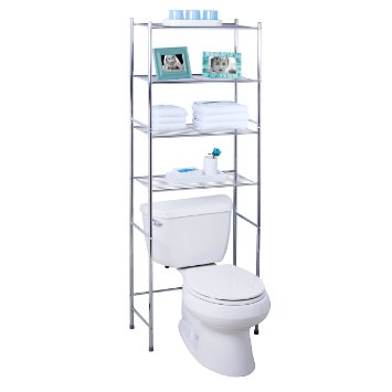 Honey-Can-Do BTH-05281 4-Tier Metal Bathroom Shelf Space Saver, 24.02 x 11.02 x 67.72", Chrome