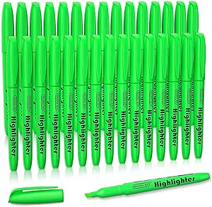 Shuttle Art Highlighters, 30 Pack Green Highlighters Bright Colors, Chisel Tip Dry-Quickly Non-Toxic Highlighter Markers for Adults Kids Highlighting in Home School Office