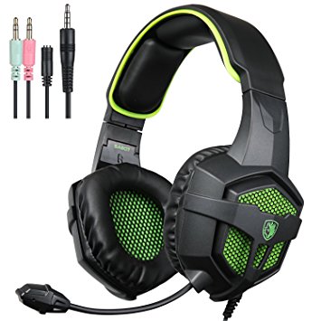 SADES SA807 New Version Xbox One PS4 PC Gaming Headset Game Headphones with Microphone for For New Xbox one PS4 Laptop Mac Tablet iPhone iPad iPod(Black&Green)