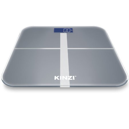 Kinzi Precision Digital Bathroom Scale w/ Extra Large Lighted Display, 400 lb. Capacity and "Step-On" Technology [2016 VERSION]