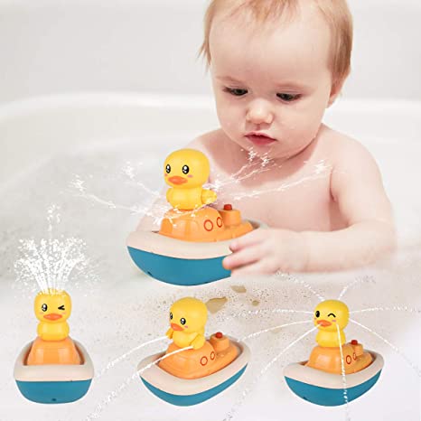 KELIWOW Bath Toys,Floating Bathtub Toys Rotation Water Spray Toys for Kids Baby Bath Toys for Toddlers Sprinkler Bath Toy Ducks