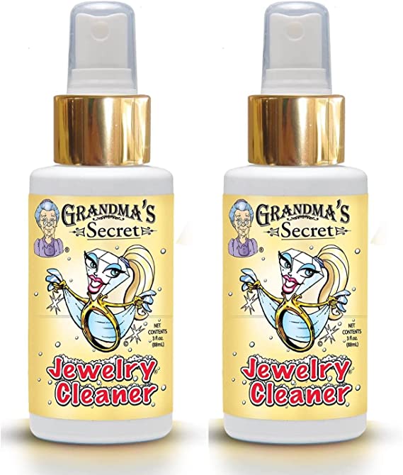 2 Pack of Grandma's Secret Jewelry Cleaner - Gold and Silver Jewelry Cleaner - Toxin and Chemical-Free Jewelry Cleaning Solution - Jewelry Cleaner Liquid for Office and Home Use - 3-Ounce Anti Tarnish Spray