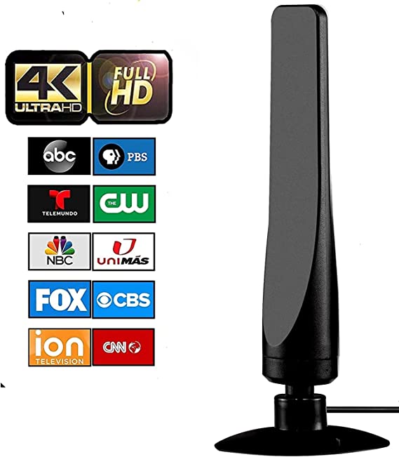 Antier Amplified Indoor Digital Tv Antenna – Powerful Best Amplifier Signal Booster up to 400  Miles Range Support 8K 4K Full HD Smart and Older Tvs with 16ft Coaxial Cable