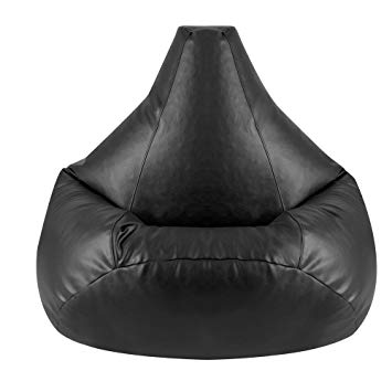 Bean Bag Bazaar Faux Leather HighBack Gaming Chair - Black, Large, 118cm x 70cm - Gamer BeanBag