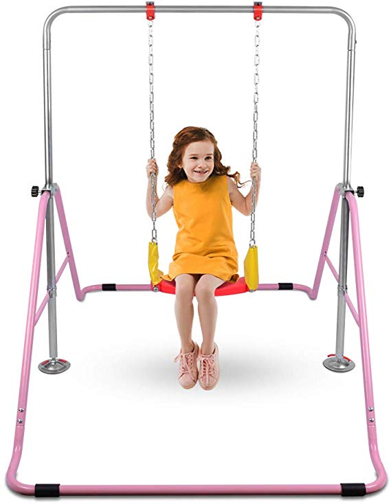 ONETWOFIT Gymnastics Expandable Junior Training Monkey Bars Climbing Tower Child Play Training Gym Pink OT128