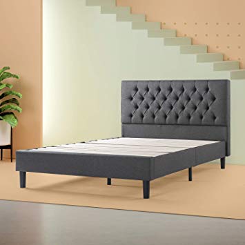 Zinus – Misty - Upholstered Platform Bed Frame / Mattress Foundation / Easy Assembly with Strong Wood Slat Support, King