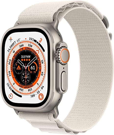 Apple Watch Ultra [GPS   Cellular 49mm] Smart Watch w/Rugged Titanium Case & Starlight Alpine Loop Med. Fitness Tracker, Precision GPS, Action Button, Extra-Long Battery Life, Brighter Retina Display