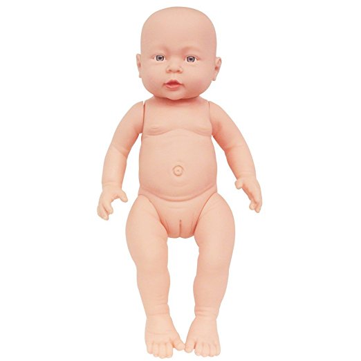 Rifi 16 Inches High Simulation Nontoxic Naked Latex Rotocast Baby Doll Girl (you can help the doll to wear clothes)