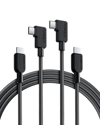 Anker Câble USB C à angle droit, 240 W, lot de 2 câbles USB C vers USB C à 90 d de 1,8 m degrés pour iPhone 15, Samsung Galaxy S23, MacBook Pro 2020, iPad Pro, iPad Air 4, Pixel