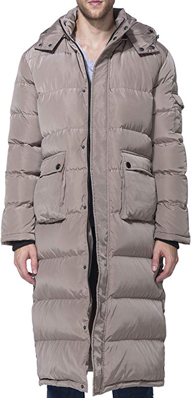 Tapasimme Men's Winter Warm Down Coat Men Packaged Down Puffer Jacket Long Coat with Hooded Compressible