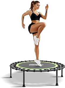 ONETWOFIT 42"/45" Rebounder Trampoline for Adults, Silent Mini Trampoline Indoor Exercise Fitness Trampoline Bungee Rebounder, 150kg Weight Capacity