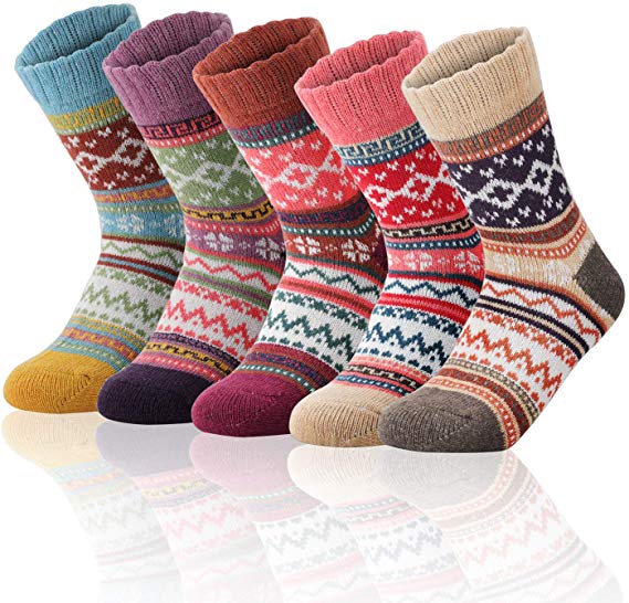 10 Pairs Wool Vintage Women Socks for Winter Cozy Thick Knit Casual Socks Kit