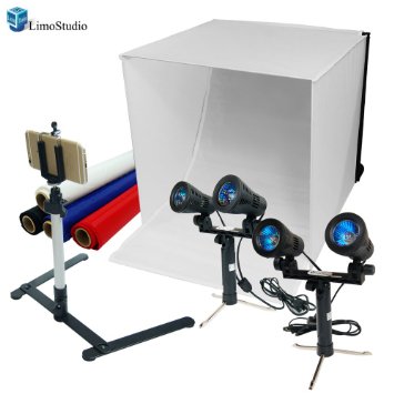 LimoStudio Photography Table Top Photo Light Tent Kit 24 Photo Light Box Continous Lighting Kit Camera Tripod and Cell Phone Holder AGG1069