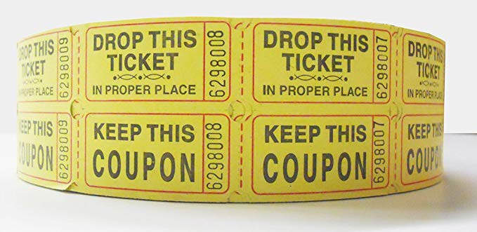 Yellow Double Raffle Ticket Roll (2000 tickets roll)