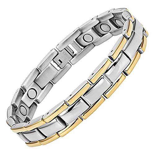 Jeracol Magnetic Therapy Bracelets Classic Magnet Bracelet Pain Relief For Arthritis And Carpal Tunnel with Link Removal Tool,Gold Silver