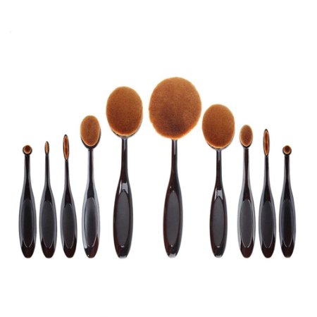 Maquita Toothbrush Shaped Oval Makeup Brush Set, 10 Pieces