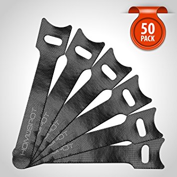 HomeSpot Cable Management 50 Pack Reusable Fastening Cable Ties Cable Strap Microfiber - 4" (10cm)