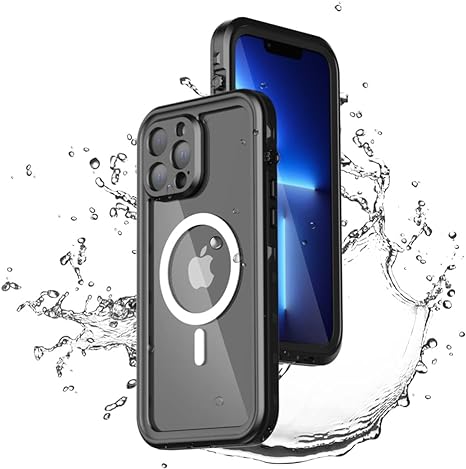 comosso Compatible with Magsafe for iPhone 13 Pro Max Waterproof Case, Built in Screen Protector, Full Body Protective Shockproof Dustproof Magnetic Phone Cases for iPhone 13 Promax Black