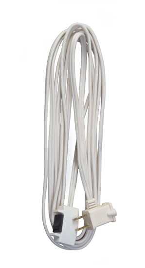 Woods 16/2 Indoor Cord with Switch, Wired Remote On/Off, White, 15-Feet