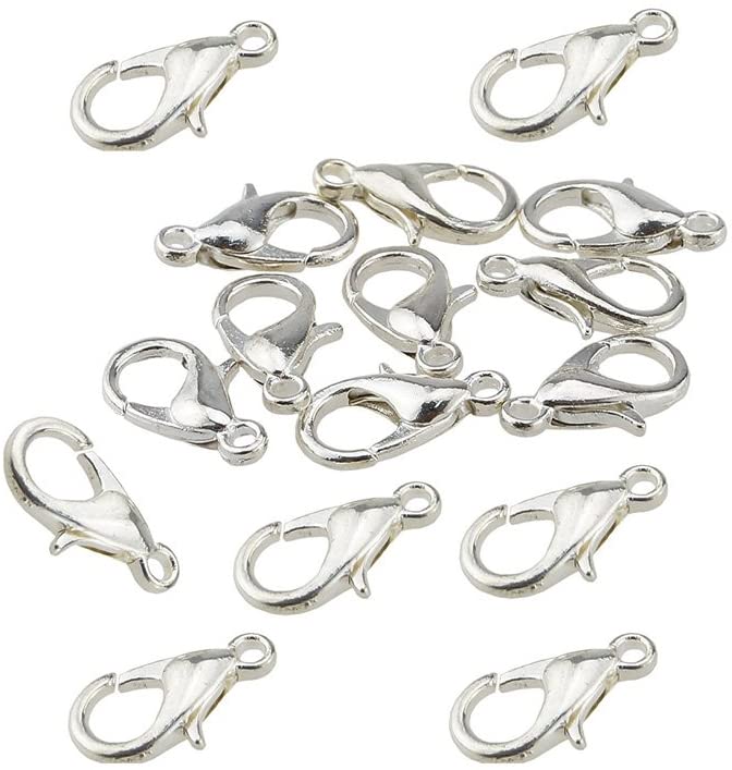 Haobase 100pcs Lobster Clasps Silver Plated Lobster Claw Clasps 10mmX5mm