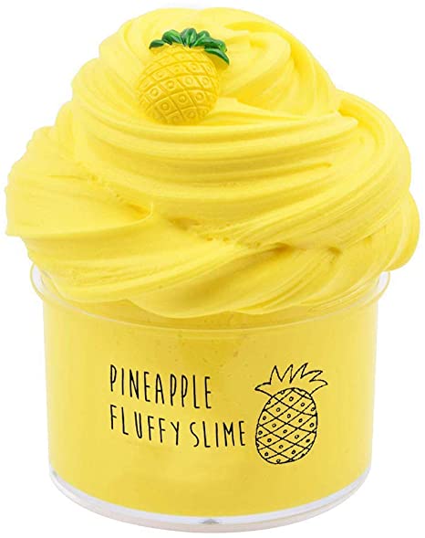 BESTZY Pineapple Fruit Fluffy Foam Slime Clay Putty Scented DIY Light Soft Slime Toy,Fairy Putty Stress Relief Toy Scented Sludge Toy Kids Adults (200ML)