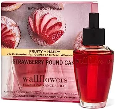 Bath & Body Works Strawberry Pound Cake Wallflowers Home Fragrance Refills, 2-Pack (1.6 fl oz total) (Strawberry Pound Cake)