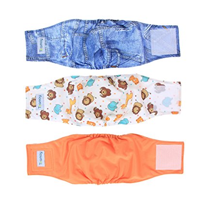 Teamoy Reusable Wrap Diapers for Male Dogs, Washable Puppy Belly Band