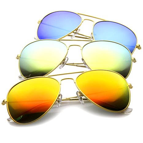 zeroUV - Premium Flash Mirror Lens Aviator Sunglasses (Nickel Plated Metal Frame)