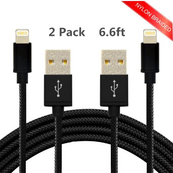 Advans 2Pack 6.6Ft 8Pin Apple Lightning Cable Durable and Fastly Charging Cord with Nylon Braided and Aluminum Connector Sync/Charge for iPhone 6S,6S Plus,6,6 Plus,5,5s,5c,iPod 7,iPad Pro,iPad Mini