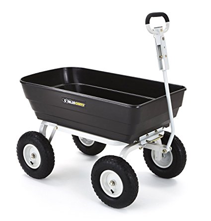 Gorilla Carts Poly Garden Dump Cart with 2-in-1 Convertible Handle with a Capacity of 1000 lb, Black