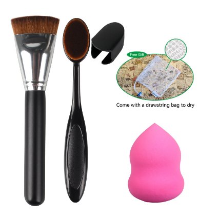 Makeup Brush Set, Fiery Youth Beauty Sponge Blender Sofe Makeup Tools Sponge Puff Cosmetic Foundation Cream Powder Blush 3 in 1