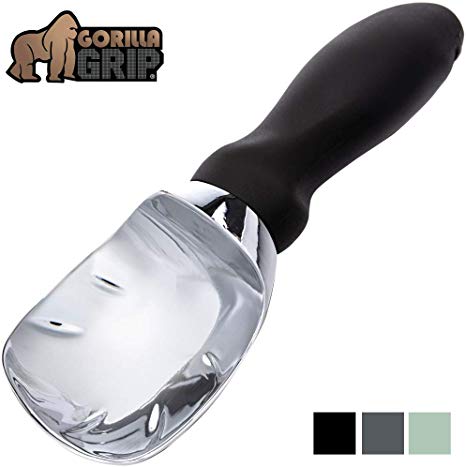 Gorilla Grip Premium Ice Cream Scoop, Dishwasher Safe Scooper with Comfortable Easy Grip Handle, Heavy Duty Durable Design, Professional Kitchen Tool for Stuffing, Cookie Dough, Sorbet, Black